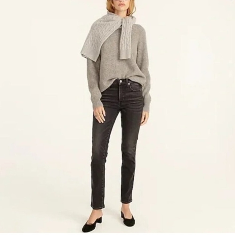 NWT J. Crew 9” Vintage Straight Leg Black Charcoal Wash Jeans AB280 Women’s 28